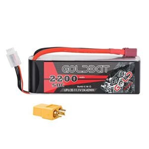 GOLDBAT 3S 2200mAh 11.1V 50C LiPo RC Battery with T Plug for RC Evader BX Car RC Truck RC Truggy RC Heli Airplane Drone