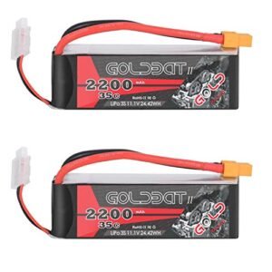 GOLDBAT 3s Lipo Battery 35C 2200mAh 11.1V with XT60 Connector for Vice City RC Helicopter Mission Airplane Quadcopter FPV Drone 2 Packs