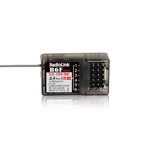Radiolink 2.4Ghz R6F 6 Channels RC Receiver Long Distance Control for Car/Boat Surface Remote Controller RC6GS V2/RC4GS V2/RC4GS V3/RC6GS V3/RC8X/T12D/T16D/T8S/T8FB (No Gyro)