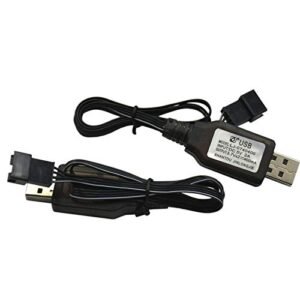 Blomiky Venom RC Boat Charger 2 Pack 7.4V 400mA USB Charger Cable with SM 4P 4 Pin Plug for UDI001 UDI008 UDI009 and HJ808 RC Boat Battery