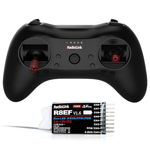 Radiolink T8S Best RC Radio and Receiver 8 Channels 2.4G Remote Controller with Built in Rechargeable Battery for Drones Airplanes Cars Boats and Robots M2 Left Hand
