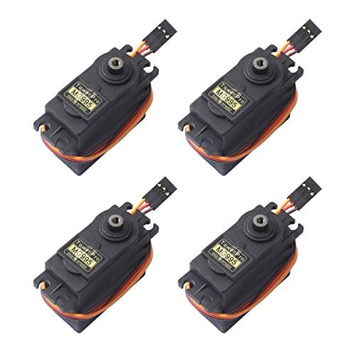 DEVMO 4PCS MG995 360 Degree High Speed Torque Metal Gear Servo Motor Set Kit for Cardboard RC Plane Kit Boat RC Helicopter Car Airplane Smart Robot JR Futaba