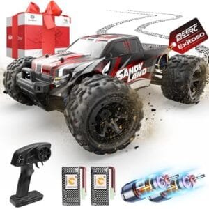 DEERC High Speed 1/16 Scale RC Toy Car Battery Powered 4WD Off Road Monster Truck for Kids and Adults