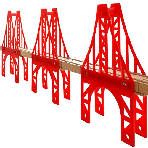 Burlington Hobbies RC Track Compatible Wooden Train Bridges Set 3 Suspension Bridges for Kids Wood Toys