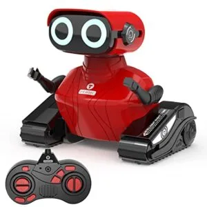 GILOBABY RC Robot Parts Remote Control Toy with LED Eyes and Flexible Head for Kids Ages 3+ Red