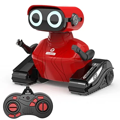 GILOBABY RC Robot Parts Remote Control Toy with LED Eyes and Flexible Head for Kids Ages 3+ Red