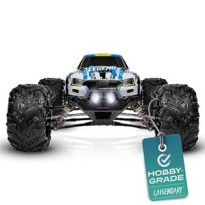 LAEGENDARY Off Road RC Truck 1/10 Scale 4x4 Hobby Grade Brushed Motor Remote Control Car with 2 Batteries Waterproof Fast for Adults