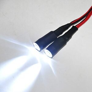 QUE T 10mm 2 LEDs Angel Eyes Demon Eyes LED Headlight Back Light Compatible with 2.2 Tires for RC Crawler Cars Full White
