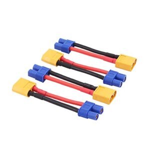 BDHI 4pcs XT60 Male to EC3 Female Connector Adapter Wire 14awg 2inch for RC Lipo Battery Cable B113 4