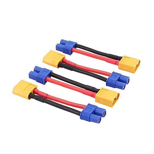 BDHI 4pcs XT60 Male to EC3 Female Connector Adapter Wire 14awg 2inch for RC Lipo Battery Cable B113 4