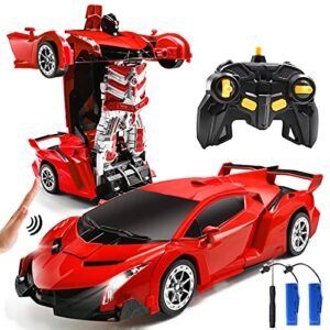 Jeestam Best Dirt RC Cars Remote Control Transformrobot Toy for Kids with Gesture Sensing 1 14 Scale 360 Rotation LED Light Music Red