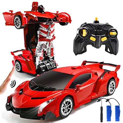 Jeestam Best Dirt RC Cars Remote Control Transformrobot Toy for Kids with Gesture Sensing 1 14 Scale 360 Rotation LED Light Music Red