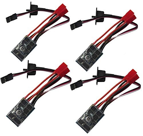 Powerday RC 10A Brushed Speed Controller for Backlash RC Boat 1/16 1/18 1/24 Car Boat Tank Pack of 4