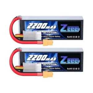 Zeee RC GR 3S 120C 2200mAh 11.1V Lipo Battery with XT60 Plug for FPV Drone Quadcopter Helicopter Airplane RC Boat Car Models 2 Pack
