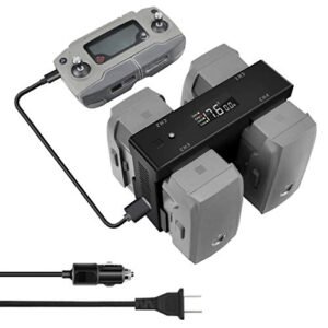 Hanatora 5 in 1 Charging Hub for DJI Mavic 2 Zoom Pro Drone Charging RC Batteries from Car Battery