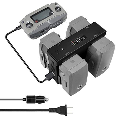 Hanatora 5 in 1 Charging Hub for DJI Mavic 2 Zoom Pro Drone Charging RC Batteries from Car Battery