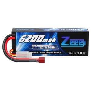 Zeee 7.4V 60C 6200mAh 2S Lipo Battery Hardcase with Deans Connector for Helion Invictus RC Truck and Other RC Vehicles