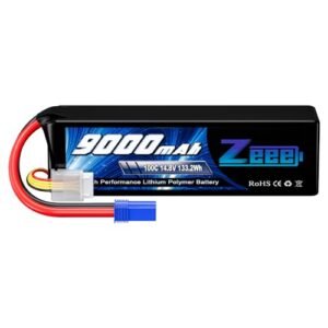 Zeee 4S Lipo Battery 9000mAh 14.8V 100C with EC5 Connector for RC Mack Tow Truck and Other RC Models