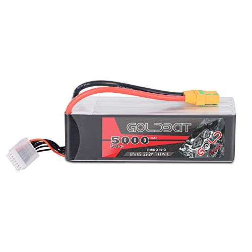 GOLDBAT 6S 5000mAh 50C 22.2V LiPo Battery Pack with XT90 Plug for Ram Runner RC Truck and DJI Align T REX550 600 700 Helicopters