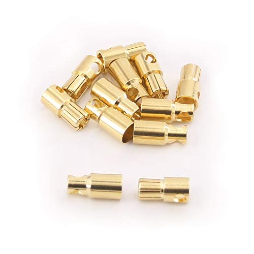 OliRC 6pairs 6.0mm Gold Plated Male and Female Bullet Banana Connectors Plugs for DIY RC Battery ESC Motor Ideal for 2.2 RC Tires and Wheels