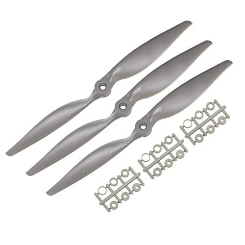 uxcell RC Paper Airplane Plans Propellers CW 11x5.5 Inch 2 Vane Nylon Gray 3Pcs with Adapter Rings