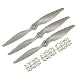 uxcell Electric RC Airplane Propellers 10x5 Inch 2 Vane Nylon Gray 3Pcs with Adapter Rings