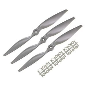 uxcell RC Airplane Runway Propellers CW 11x7 Inch 2 Vane Nylon Gray 3Pcs with Adapter Rings