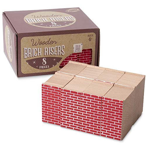 Custom Build RC Truck Red Brick Wooden Train Track Risers 8 Pack by Conductor Carl for Sturdy Raised Tracks and Bridges