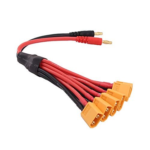 OliYin 1pc 6X XT60 Connector to 4mm Banana Plug Parallel Adapter Battery Charging Cable 26cm
