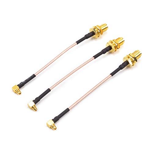 Readytosky FPV Antenna Extension Cable 90 Degrees MMCX to SMA Female Adapters 3PCS for Adding FPV to RC Car