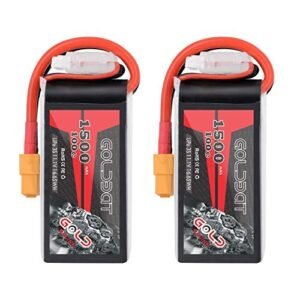 GOLDBAT 1500mAh 3S 11.1V 100C Lipo Battery Pack with XT60 Plug for Shredder RC Truck and FPV Drones 2 Pack