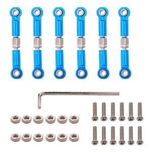 Treehobby 6PCS Adjustable Front Rear Aluminium Alloy Servo Link Steering Linkage Set for Wltoys 1/18 A959 A969 A979 K929 RC Cars Perfect for RC Hobby Expo Enthusiasts Blue