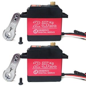 ANNIMOS Pack of 2 Digital Servo 25KG Full Metal Gear High Torque Waterproof for Boydster 2 RC Car Crawler Robot