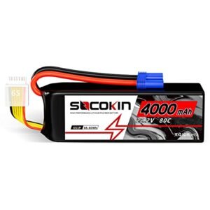 Socokin 22.2V 6S Lipo Battery 4000mAh 80C with EC5 Connector for RC Helicopter License and Drone Racing