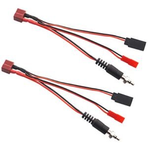 ShareGoo 2Pack 3 in 1 Style T Plug Female to JR JST Female Connector Adapter Cable for Glow Fuel RC Planes Charging