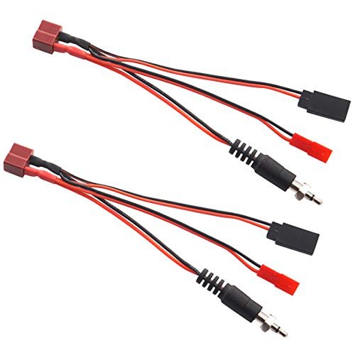 ShareGoo 2Pack 3 in 1 Style T Plug Female to JR JST Female Connector Adapter Cable for Glow Fuel RC Planes Charging