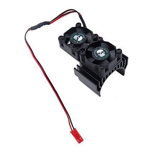 REhobby Aluminum Heat Sink Twin Cooling Fan for HSP RC Car Nitro 1/10 Scale 540 550 Motor