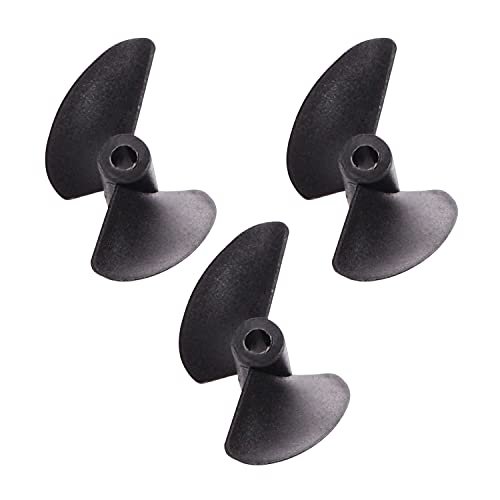 Fielect 3Pcs 2 Blades CCW RC Boat Propeller 32mm Diameter 1.4 Pitch 3.18mm Hole Dia Black Plastic Paddle