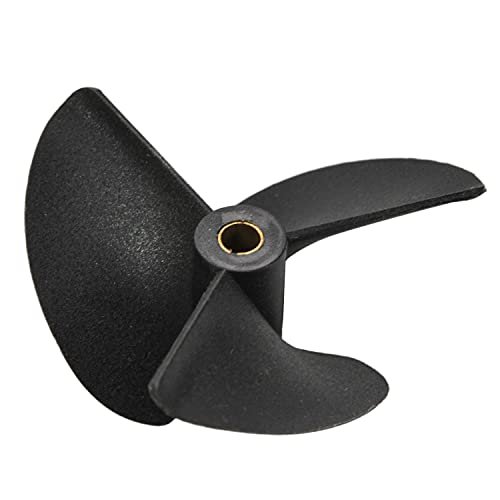 Fielect RC Boat V8 Propeller 3 Blades CCW Black Plastic Paddle 52mm Diameter 4mm Hole Dia