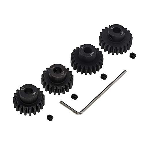 4pcs Mod 1 Pinion Gear 5mm Set Hardened 19T 20T 21T 22T M1 Pitch Gears RC Hobby Gear Upgrade Part with Screwdriver
