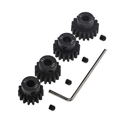 4pcs Mod 1 Pinion Gear Set 5mm Hardened 15T 16T 17T 18T M1 Pitch Gears for RC Plane 1 Upgrade Parts with Screwdriver