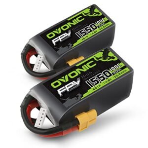 OVONIC 4s Lipo Battery 100C 1550mAh 14.8V with XT60 Connector Essential RC Lipo Battery Care for FPV Racing Drones 2 Packs