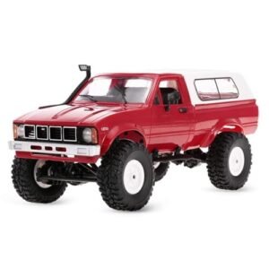 YIKESHU WPL C24 1 16 Scale Rock Crawler 4x4 RC Truck Off Road All Terrain Remote Control Car with LED Light and Trailer Red