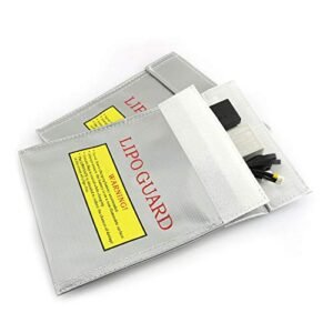 RLECS 2pcs Fireproof Lipo Guard Safe Bag for 115 RC Battery Silver Lithium Charging Storage 18x23cm