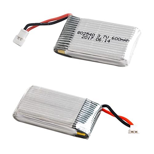 2 Pack 3.7V 600mAh 25C LiPO Battery with MX2.0 2P Plug for Syma X5C RC Quadcopter Drone