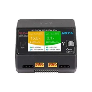 HOTA D6 Pro Lipo Charger 200W AC 650W DC 15A Nikko RC Car Battery Charger for LiHv Nicd NiMH Lipo Battery with Wireless Phone Charging