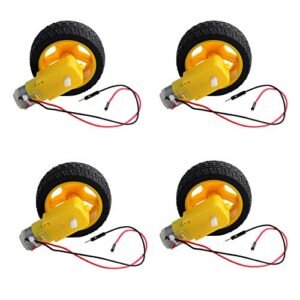 Geekstory 4PCS DC Gearbox Motor TT Motor 200RPM with RC Tire Compound Wheels for Arduino Smart Car DIY Robot Toy RC Car