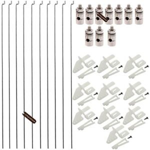 Ltvystore Gizmo RC Boat Parts 10Pcs Adjustable Pushrod Connector Linkage Stopper 1.3mm 10Pcs Nylon Control Horns 21x10 mm 10Pcs 1.2 x 210mm Z Push Rods