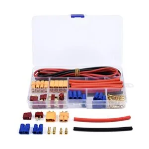 FPVDrone 210 RC Battery Connector Adapters Kit with T Plug EC3 XT60 Male Female 14AWG Silicone Wire and Heat Shrink Tubes 52PCS
