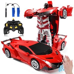 Zahooy RC Car Transforming Robot Toy 1/14 Scale Gesture Sensing Remote Control Vehicle with Realistic Engine Sounds for Boys and Girls Ages 3 Plus